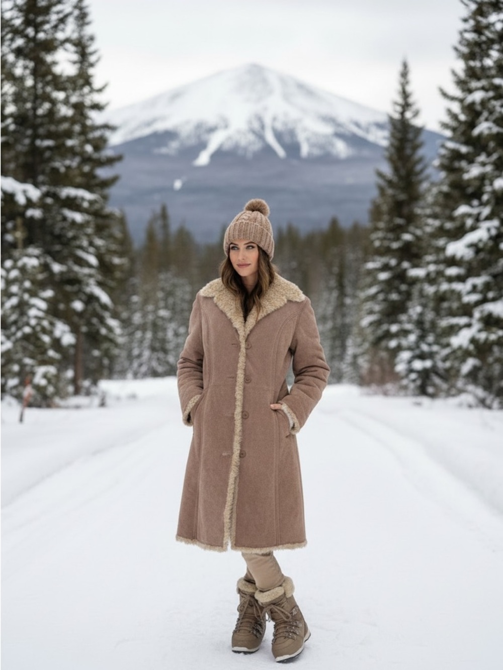 Wilson’s Maxima Shearling Leather Coat Brown Long Vintage M